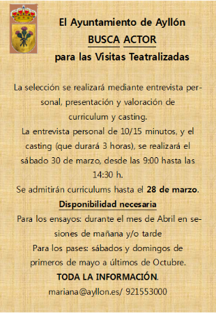 Imagen SE BUSCA ACTOR PARA LAS VISITAS TEATRALIZADAS