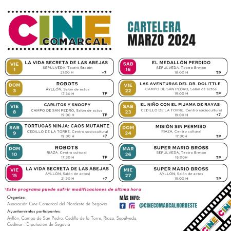 Imagen CINE COMARCAL, CARTELERA MARZO 2024.