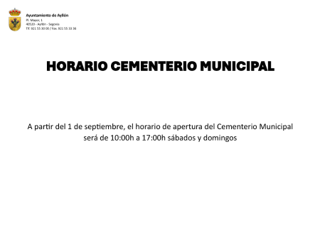 Imagen NUEVO HORARIO DE APERTURA DEL CEMENTERIO MUNICIPAL