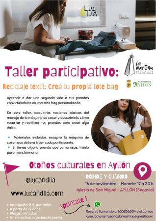 Imagen TALLER 'RECICLAJE TEXTIL: CREA TU PROPIA TOTEBAG'